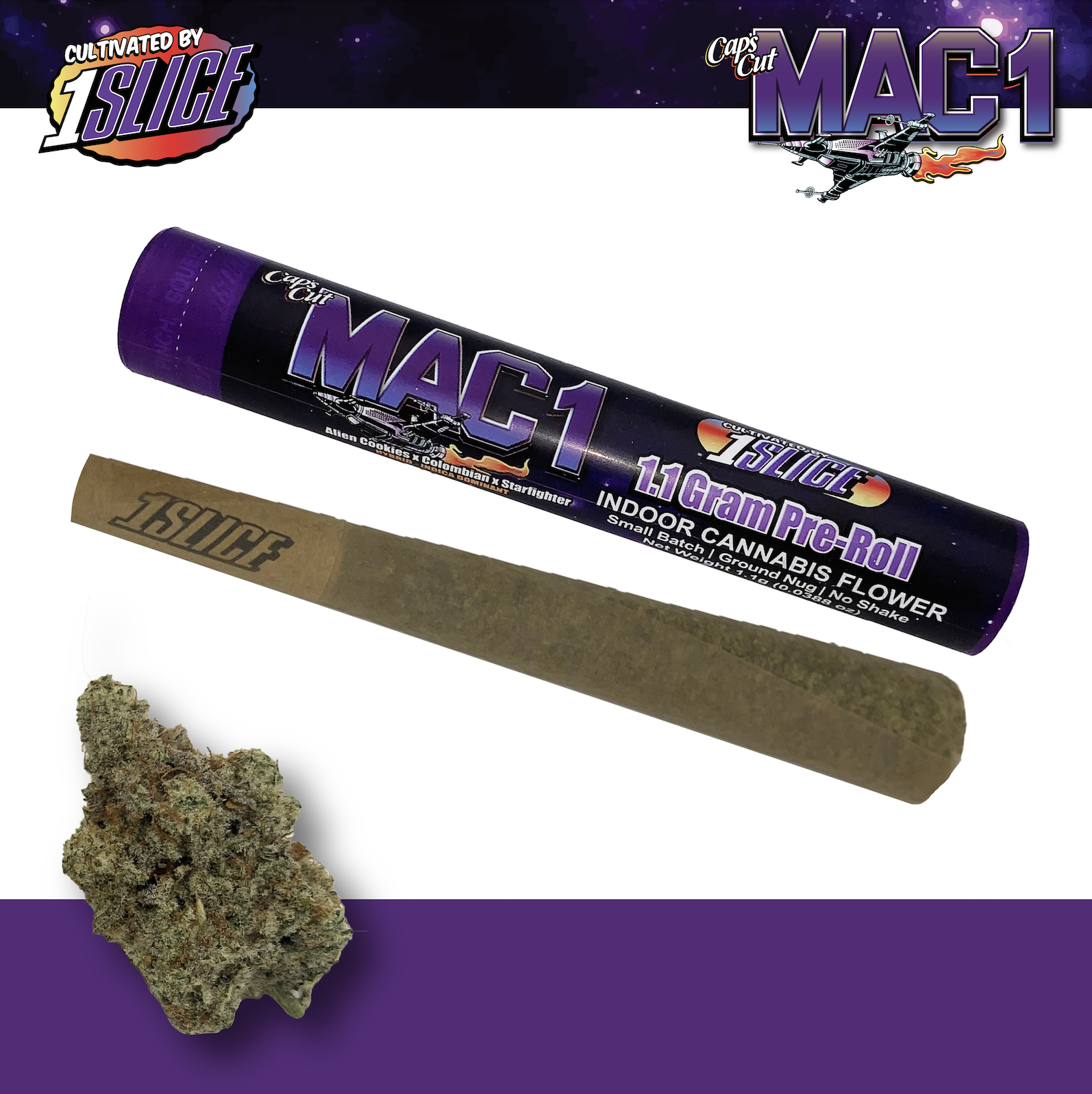 Photograph of product: 1Slice | 1.1g Pre-Roll | Mac1