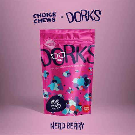 Photograph of product: Dorks | Nerd Berry | 100mg | Gummy Bites | Choice Chews