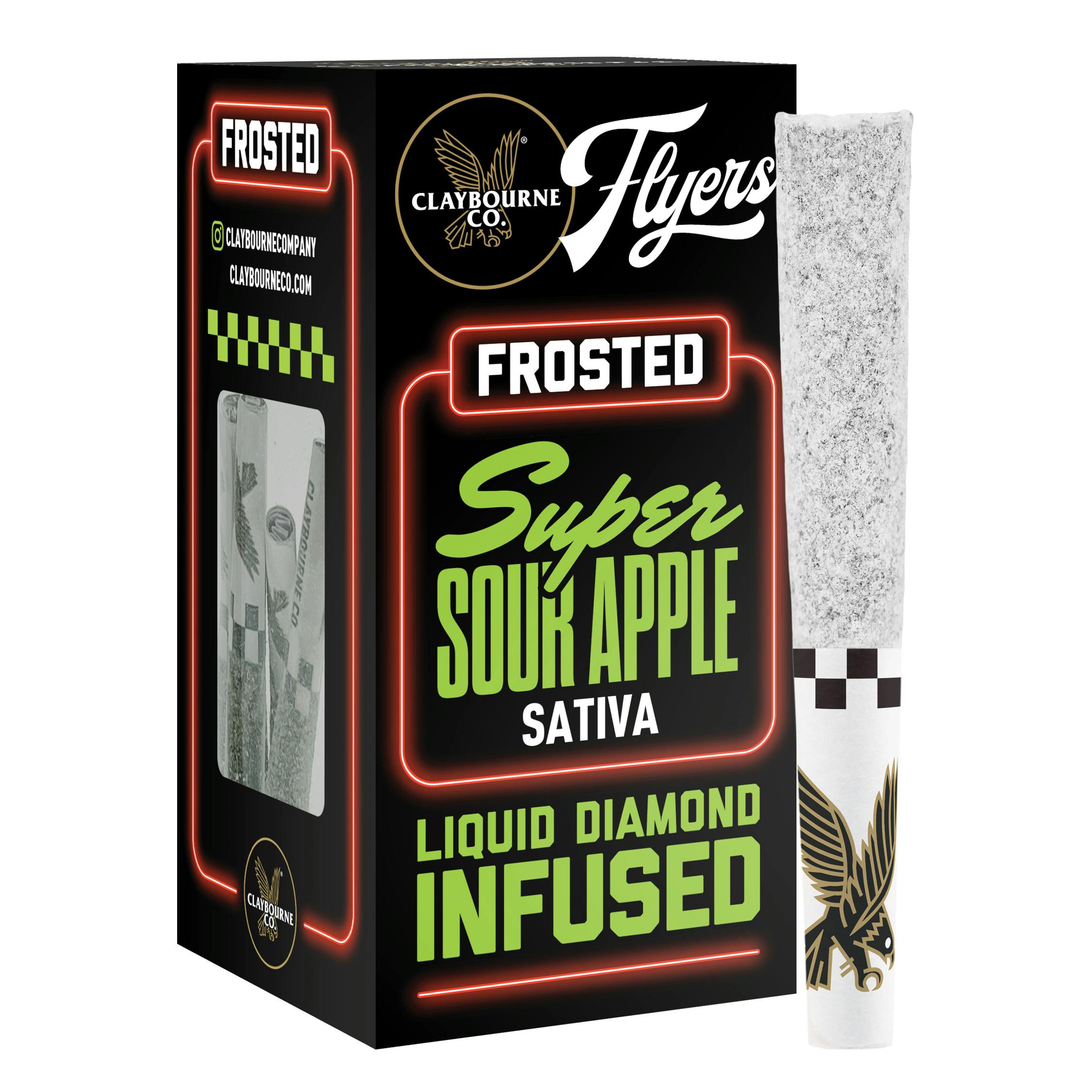 Photograph of product: Claybourne Frosted Flyers - Super Sour Apple 2.5g 5PK Prerolls Oui'd