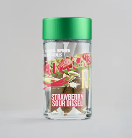 Photograph of product: Jetpacks Strawberry Sour Diesel Infused Pre Rolls 5 Pack