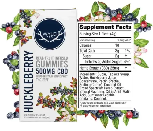 Photograph of product: (THC FREE) Huckleberry 500MG CBD Gummies