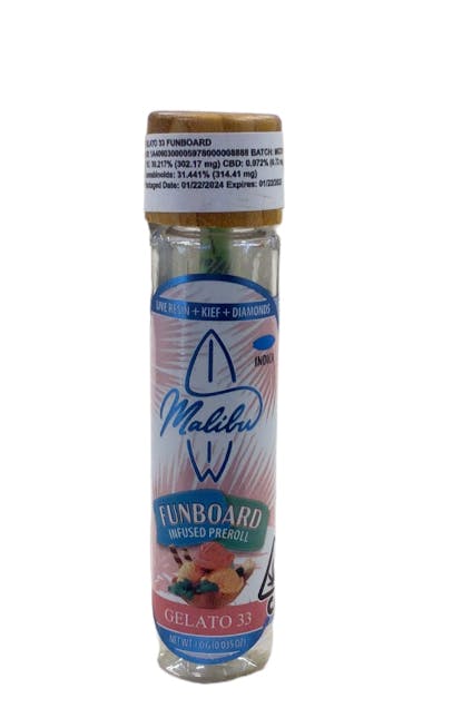 Photograph of product: Malibu - Gelato 33 - 1g Infused Pre roll