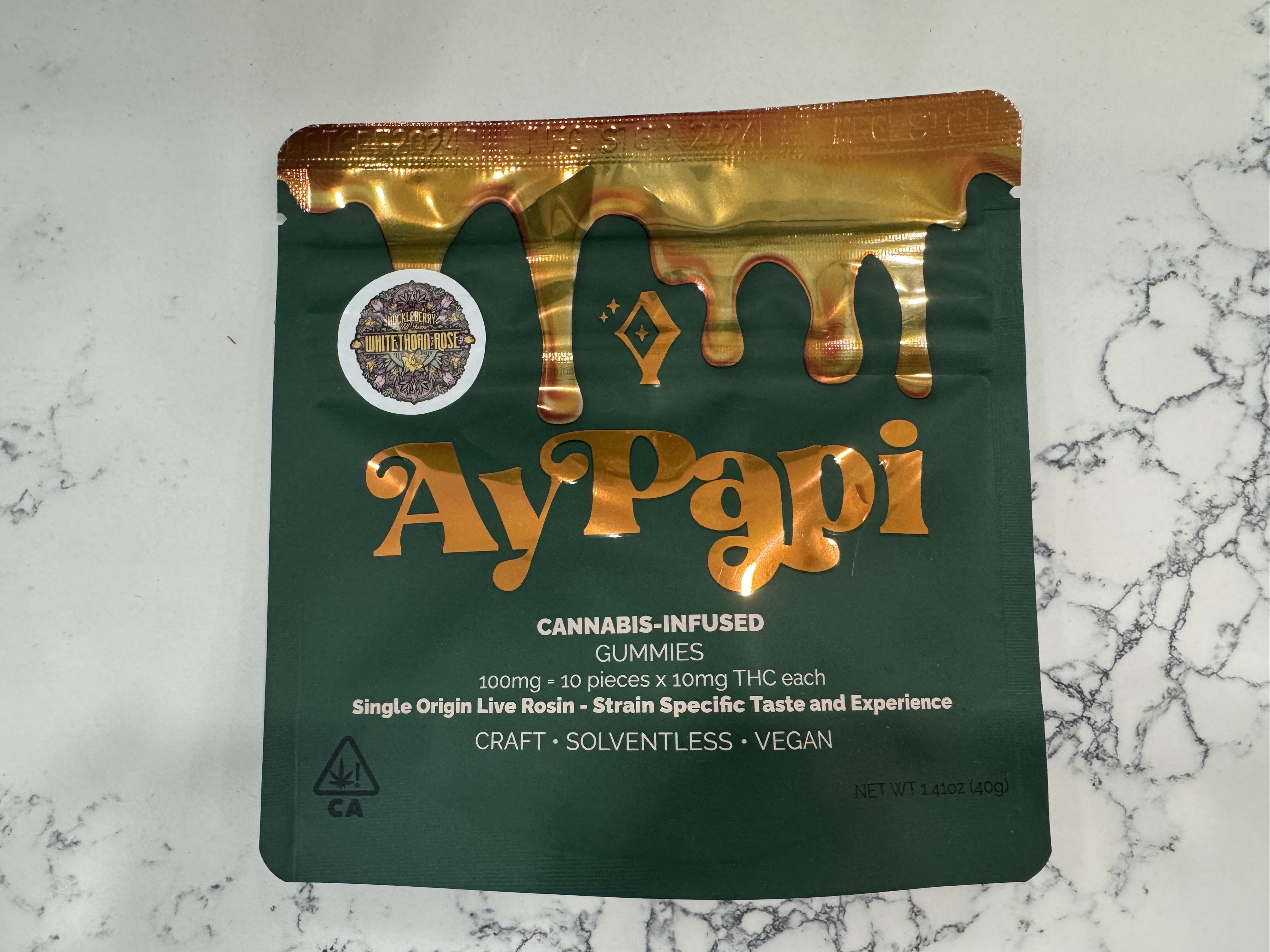 Photograph of product: Ay Papi Edibles Whitethorn Rose 100MG