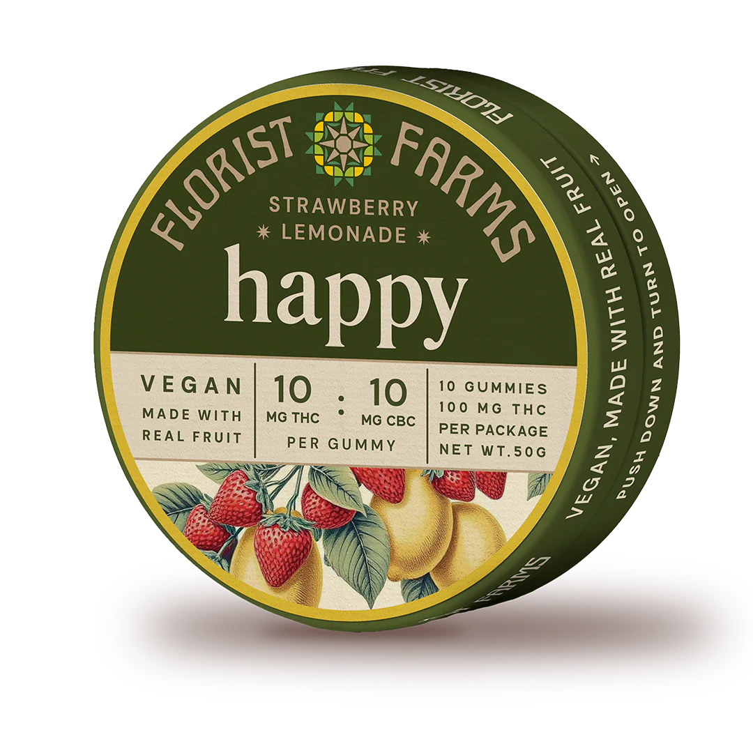 Photograph of product: Florist Farms | Gummies 10 Pack | Happy | Strawberry Lemonade TH-oui:CBC | 100mg