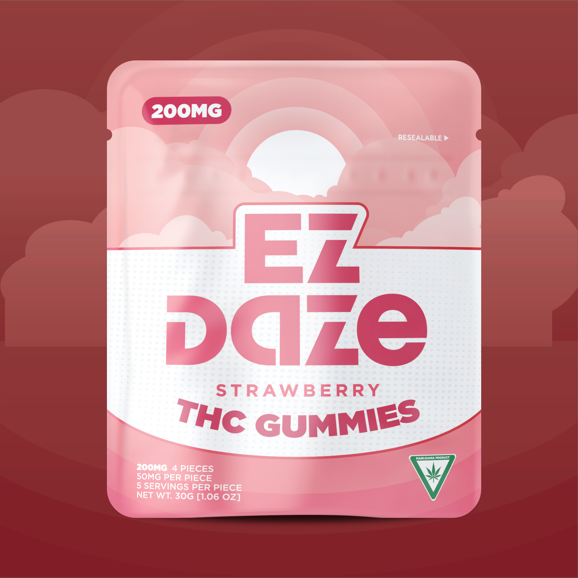 Photograph of product: EZ Daze 200MG Gummies - Strawberry