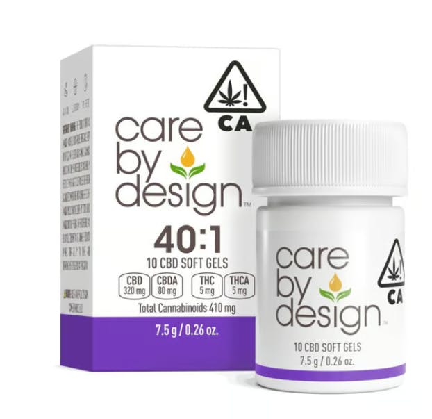 Photograph of product: CARE BY DESIGN 40:1 FULL SPECTRUM CBD SOFT GELS