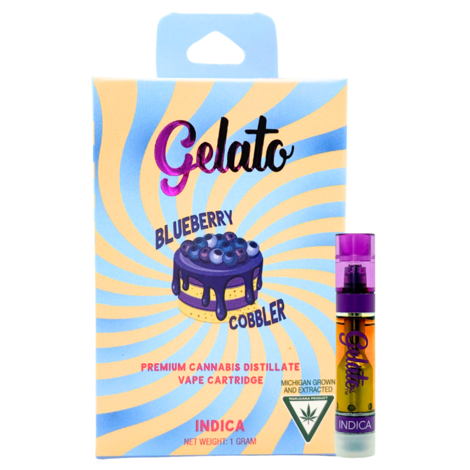 Photograph of product: Gelato | 1g Vape Cart | Blueberry Cobbler