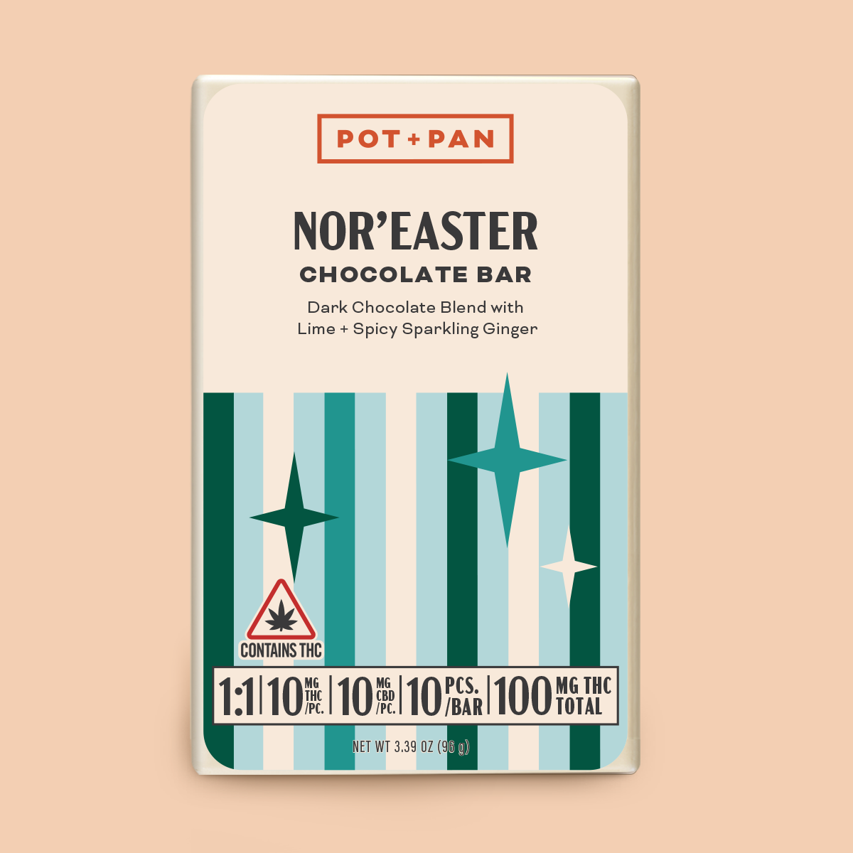 Photograph of product: 1:1 | NOR'EASTER CHOCOLATE BAR | 10 PCS | 10MG