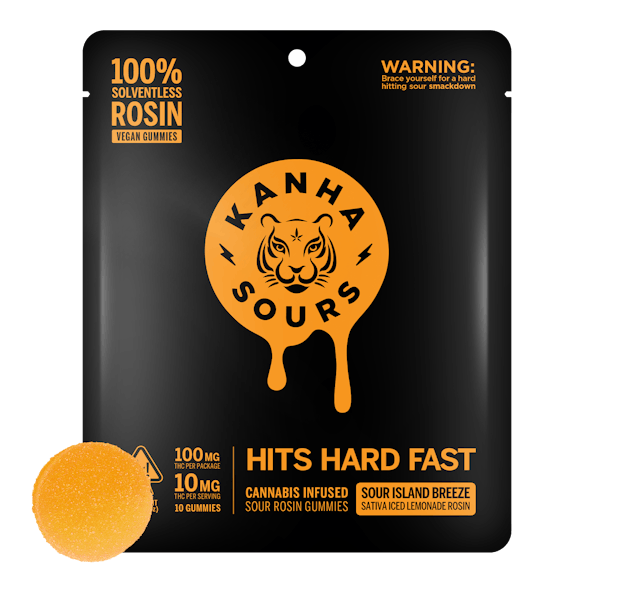 Photograph of product: Vegan Sour Island Breeze Soventless Rosin Gummies 100mg - Sales Floor