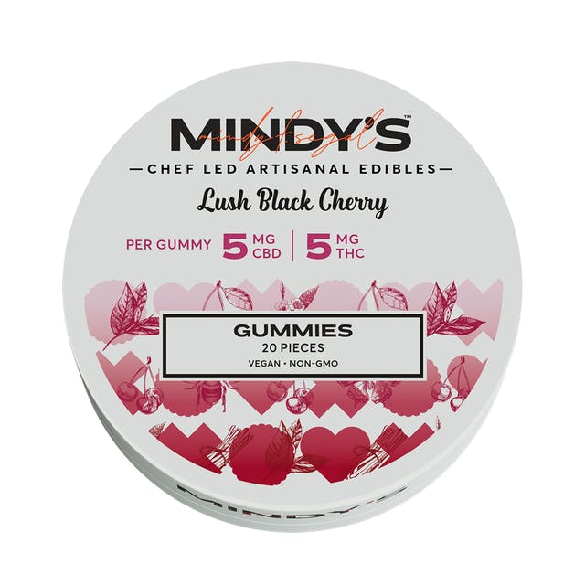 Photograph of product: Lush Black Cherry | 5mg TH-oui: 5mg CBD | 20pk Gummies | Mindy's
