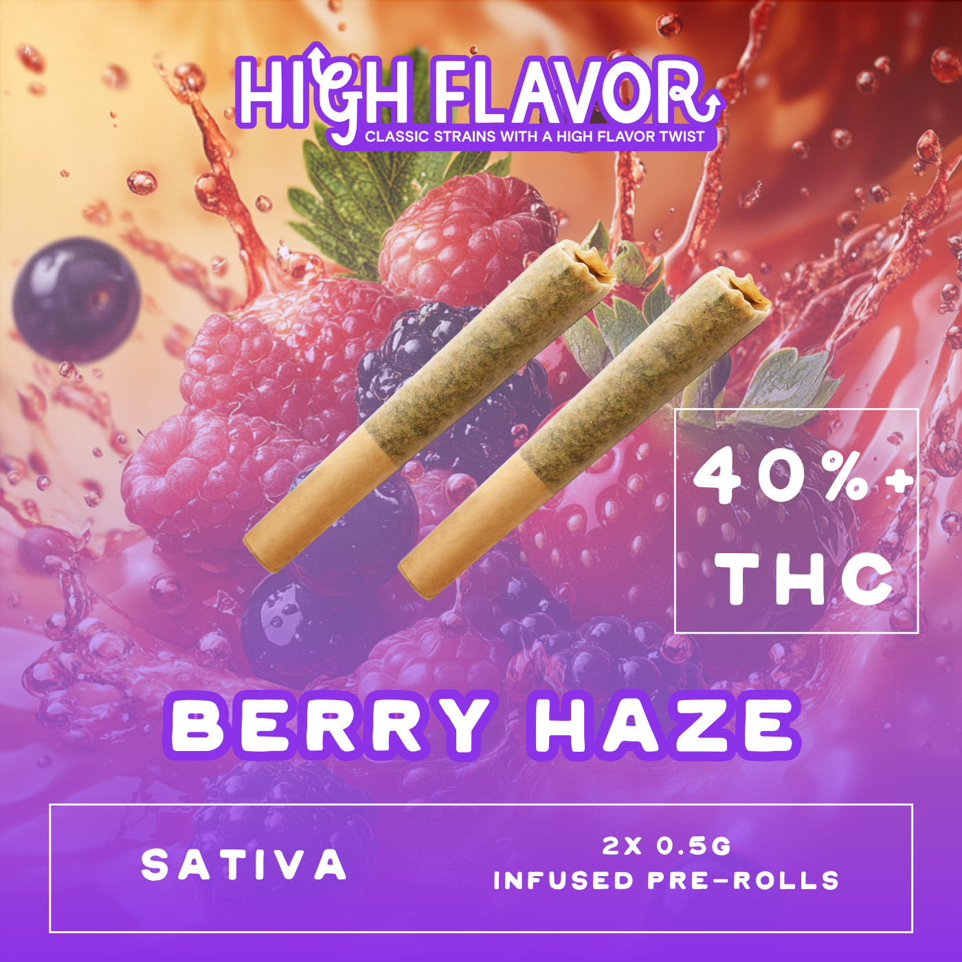 Photograph of product: Berry Haze Infused Pre-Roll I .5G 2 Pack