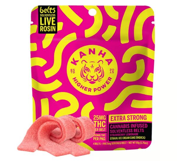 Photograph of product: KANHA STRAWBERRY LEMONADE LIVE ROSIN 4PK BELTS 100MG