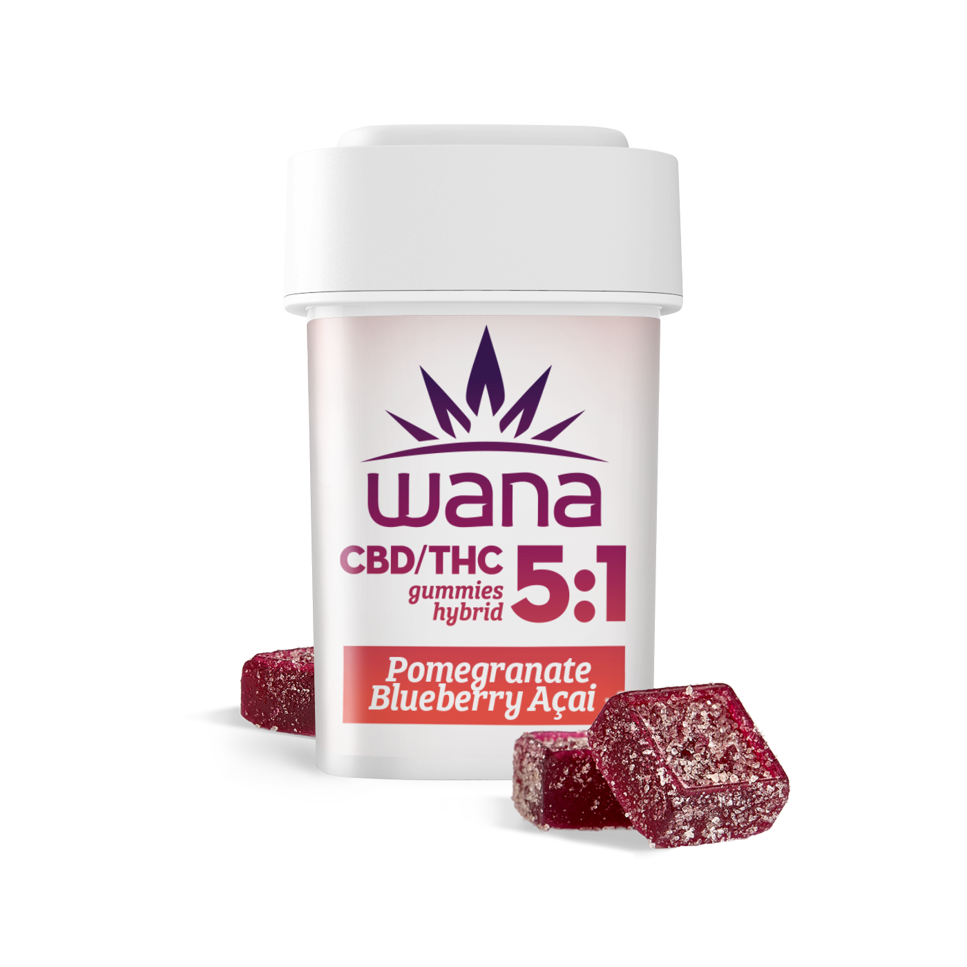 Photograph of product: Wana 5:1 CBD/THC Gummies Pomegranate Blueberry Acai 00360