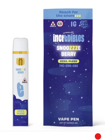 Photograph of product: Incredibles l Snoozzze Berry (ZZZS PLS) (NCD) (14:1:1 TH-oui:CBG:CBN) Vape Pen (Disposable) l 1g