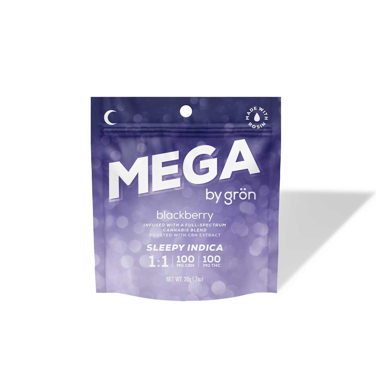 Photograph of product: Gron | MEGA | Blackberry Single | 1:1 TH-oui:CBN Gummy