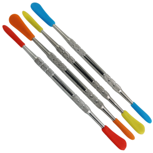 Photograph of product: Glass - ($3) 4.5" Stainless Steel Dab Tool w/ Silicone Tips