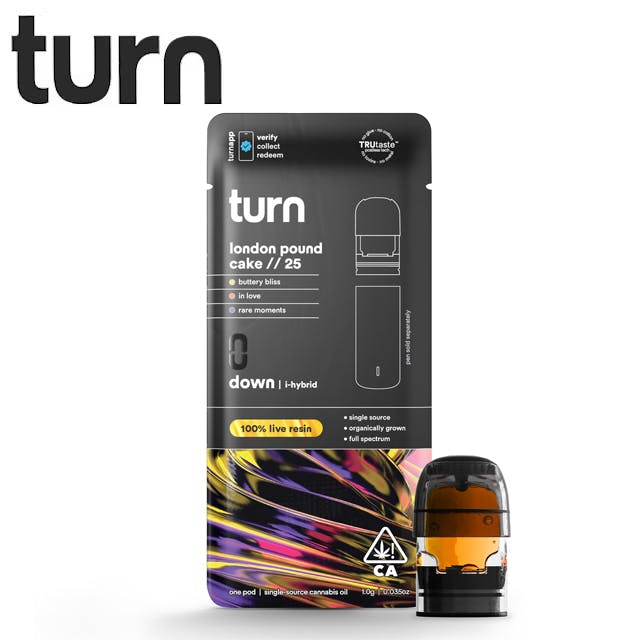 Photograph of product: Turn - London Pound Cake // 25 - Live Resin Pod - 1g - LR Pod
