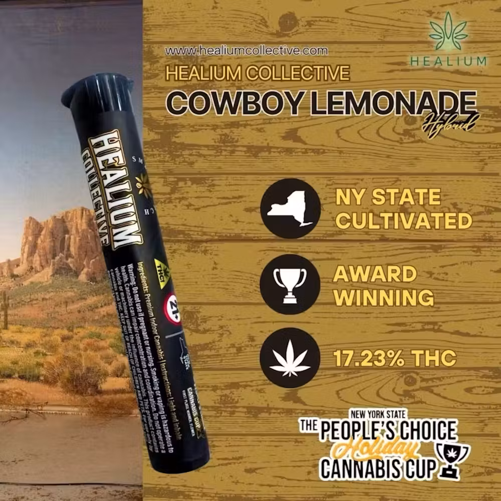 Photograph of product: HEALium Collective | Preroll 1.3g | Cowboy Lemonade