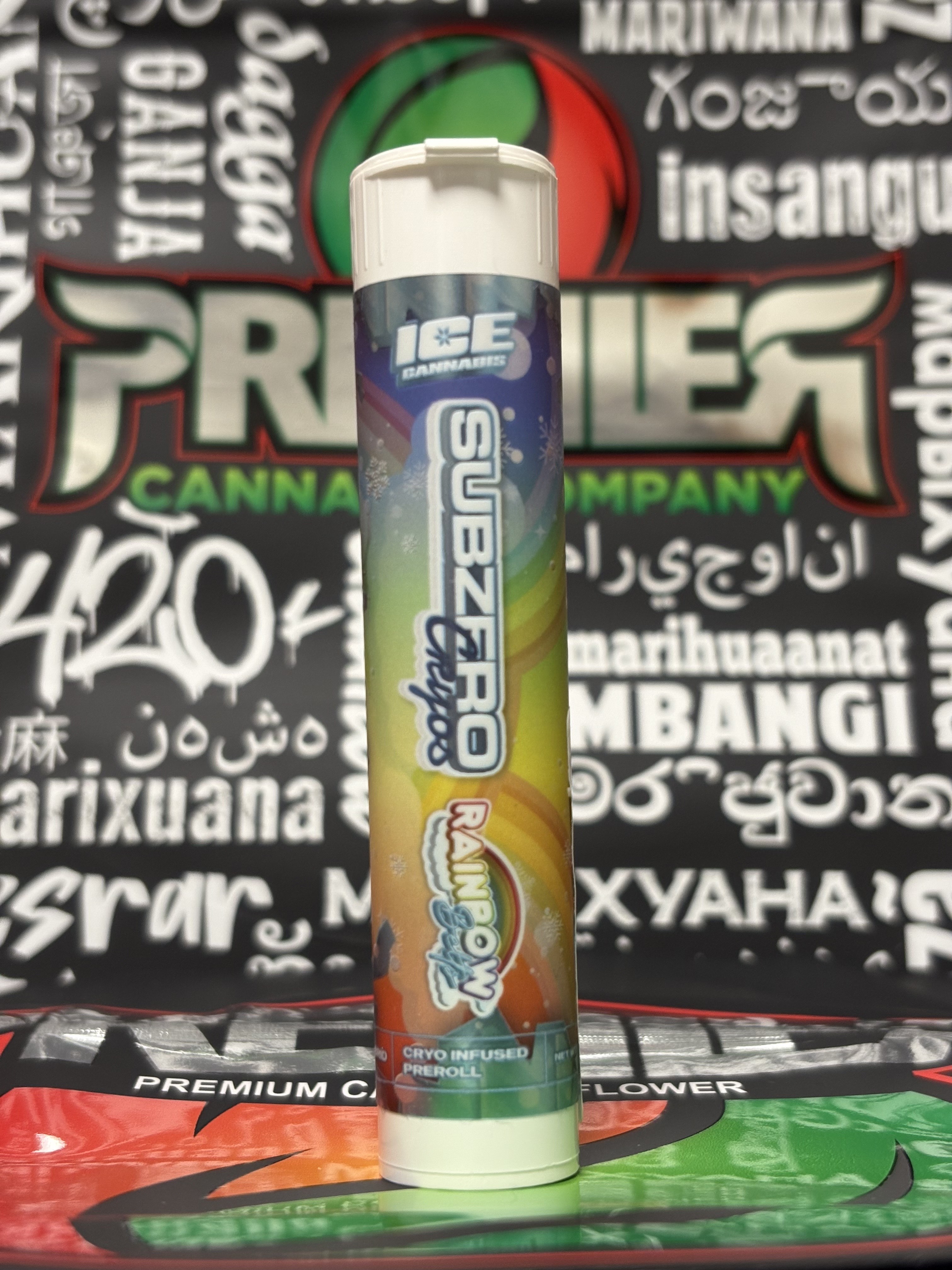 Photograph of product: Subzero Cryo-Infused Pre-Roll Rainbow Beltz
