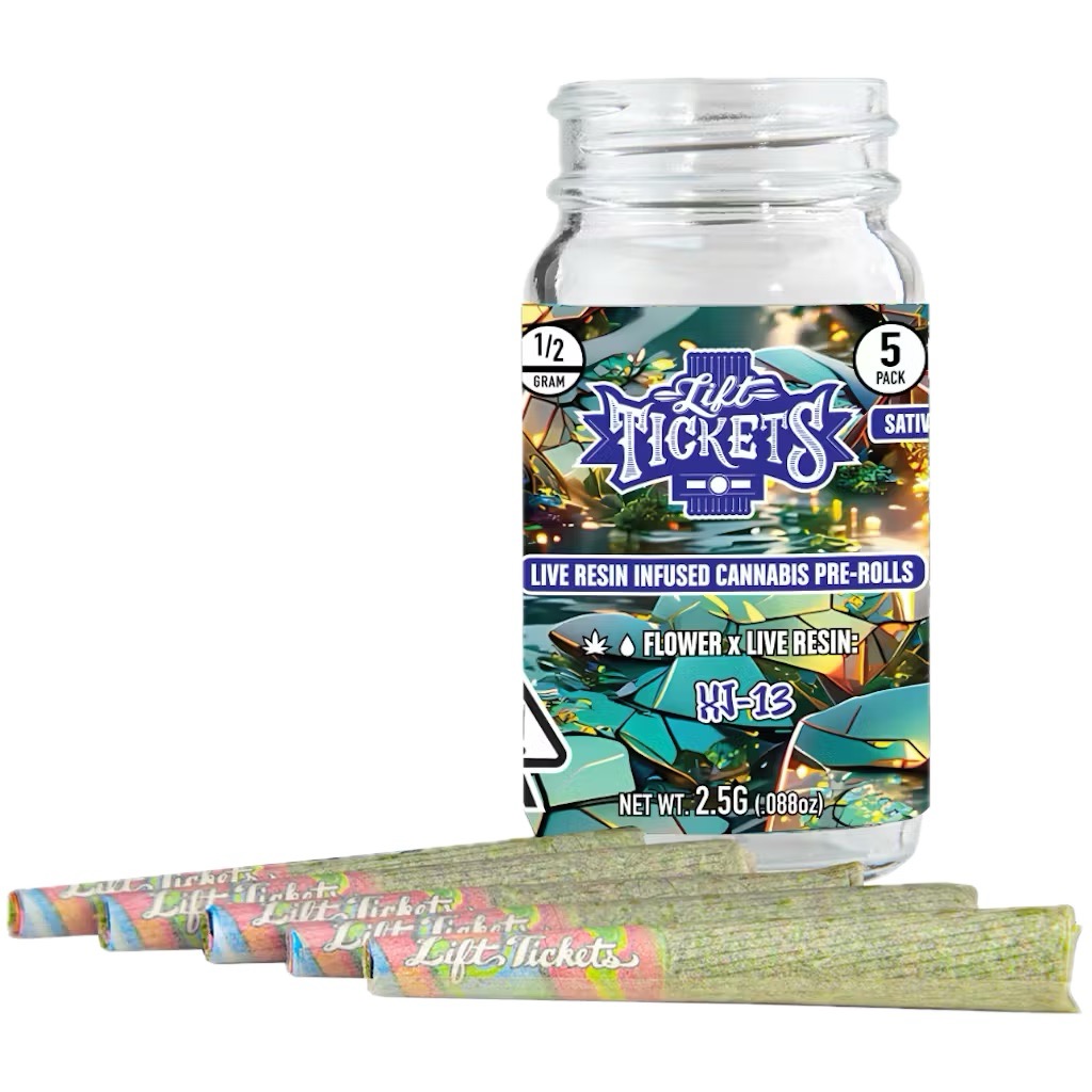 Photograph of product: LIFT TICKETS: XJ-13 2.5G INFUSED PREROLL 5PK