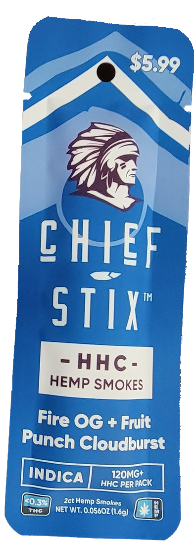 Photograph of product: HHemp 2pk Chief Stix HHC Hemp Smokes Fire OG+Fruit Punch Cloudburst (Oui'd)