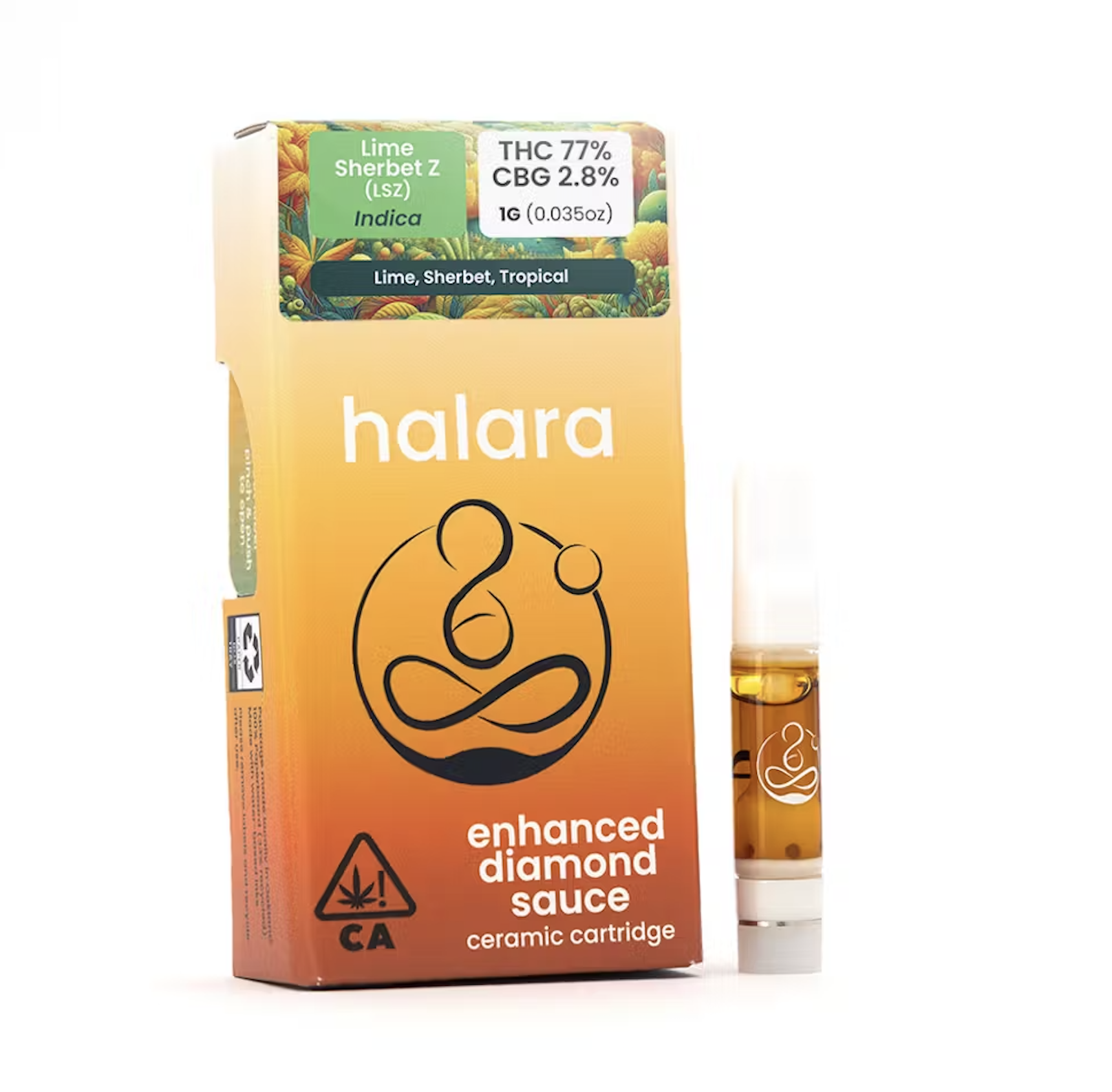 Photograph of product: Lime Sherbert Z (I) ENHANCED DIAMOND Sauce CARTRIDGE 1g - Halara