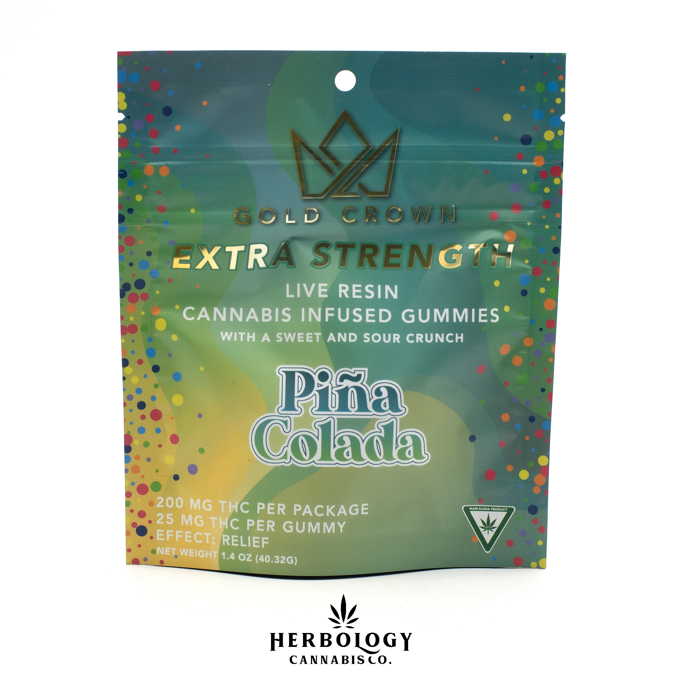 Photograph of product: Gold Crown | Live Resin Gummy Clusters | Pina Colada | 200mg