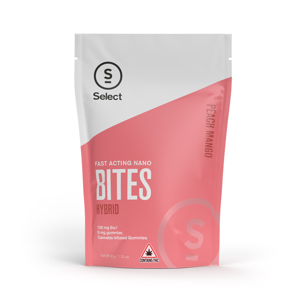Photograph of product: Bites 2.0 Nano Peach Mango Gummies 100mg (20-Pack | 5mg Each)