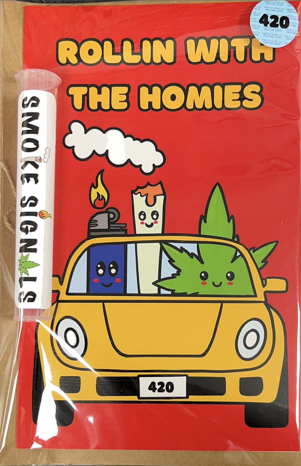 Photograph of product: Greeting Card with Doob Tube - 420 "Rollin With The Homies"
