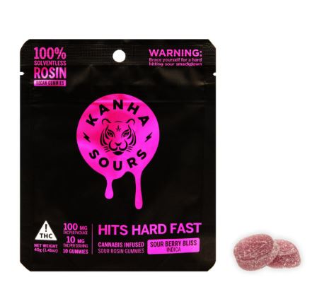 Photograph of product: Kanha Sour Rosin Gummies 100mg Berry Bliss