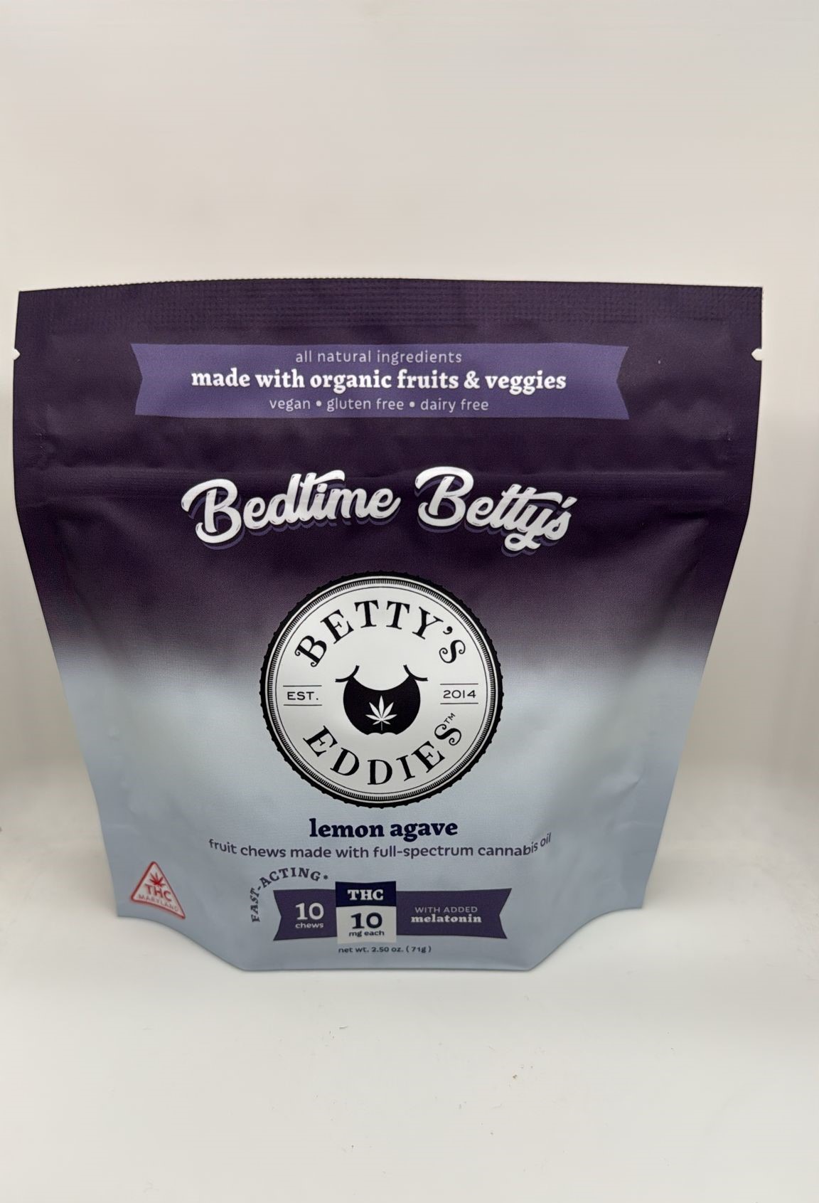 Photograph of product: Betty's Eddies Chews Bedtime Lemon Agave Melatonin 10mg