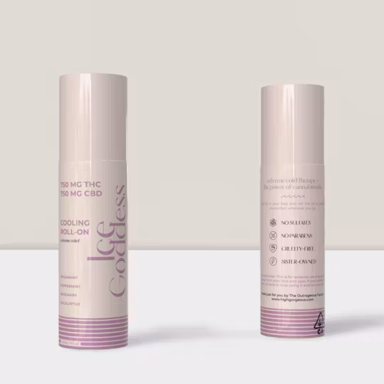 Photograph of product: High Gorgeous - Ice Goddess 1:1 TH-oui:CBD Roll-On Topical 3oz