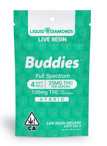 Photograph of product: Buddies TH-oui Hybrid Capsules 25mg 100mg (4 X 25mg)