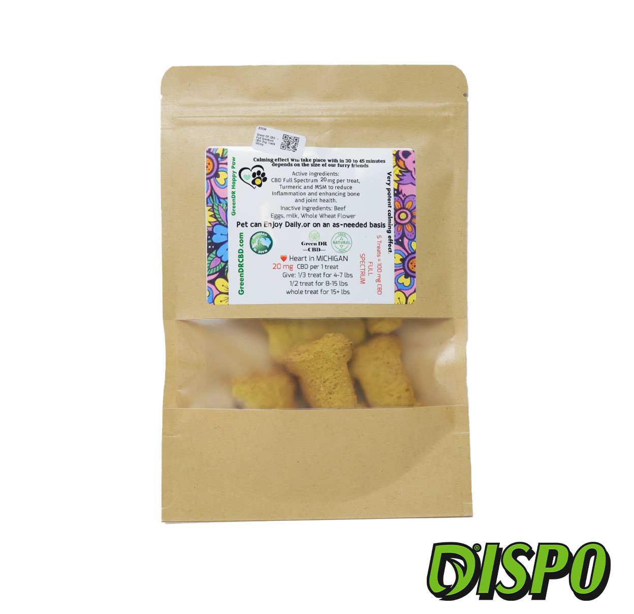 Photograph of product: Green DR CBD - Full Spectrum CBD Dog Treats 300mg | Beef