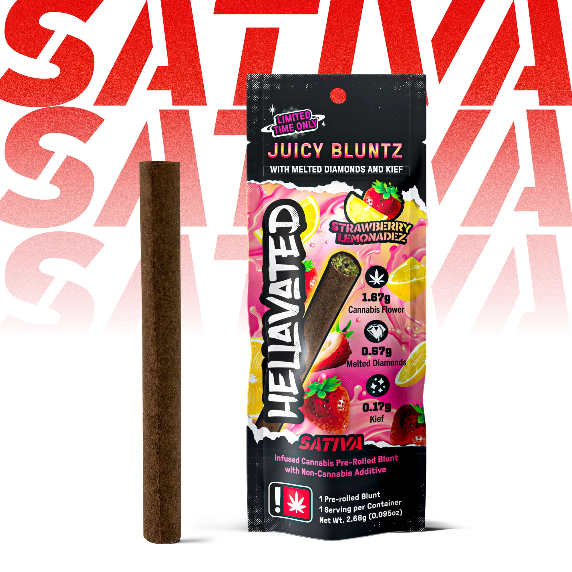 Photograph of product: HELLAVATED - INFUSED BLUNT - 2.5G - STRAWBERRY LEMONADEZ