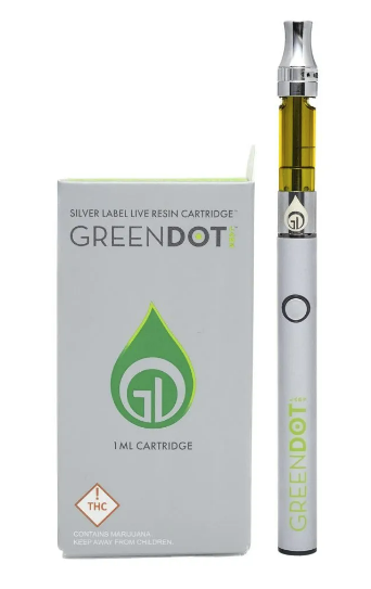 Photograph of product: Green Dot | Silver Label | Live Resin Cartridge - Boom Box