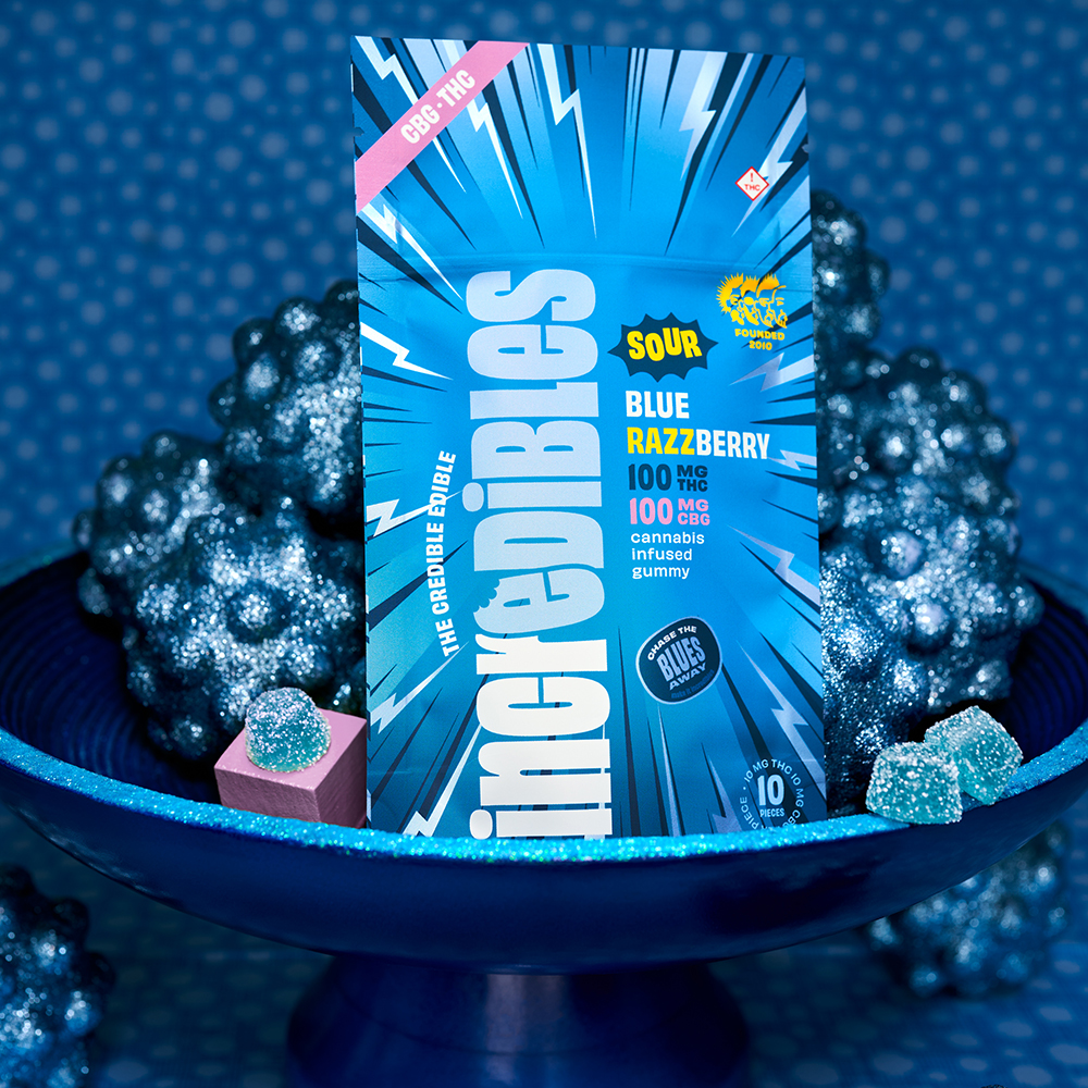 Photograph of product: Bites: Sour Blue Razzberry + CBG 1: Gummies | 10 Pack