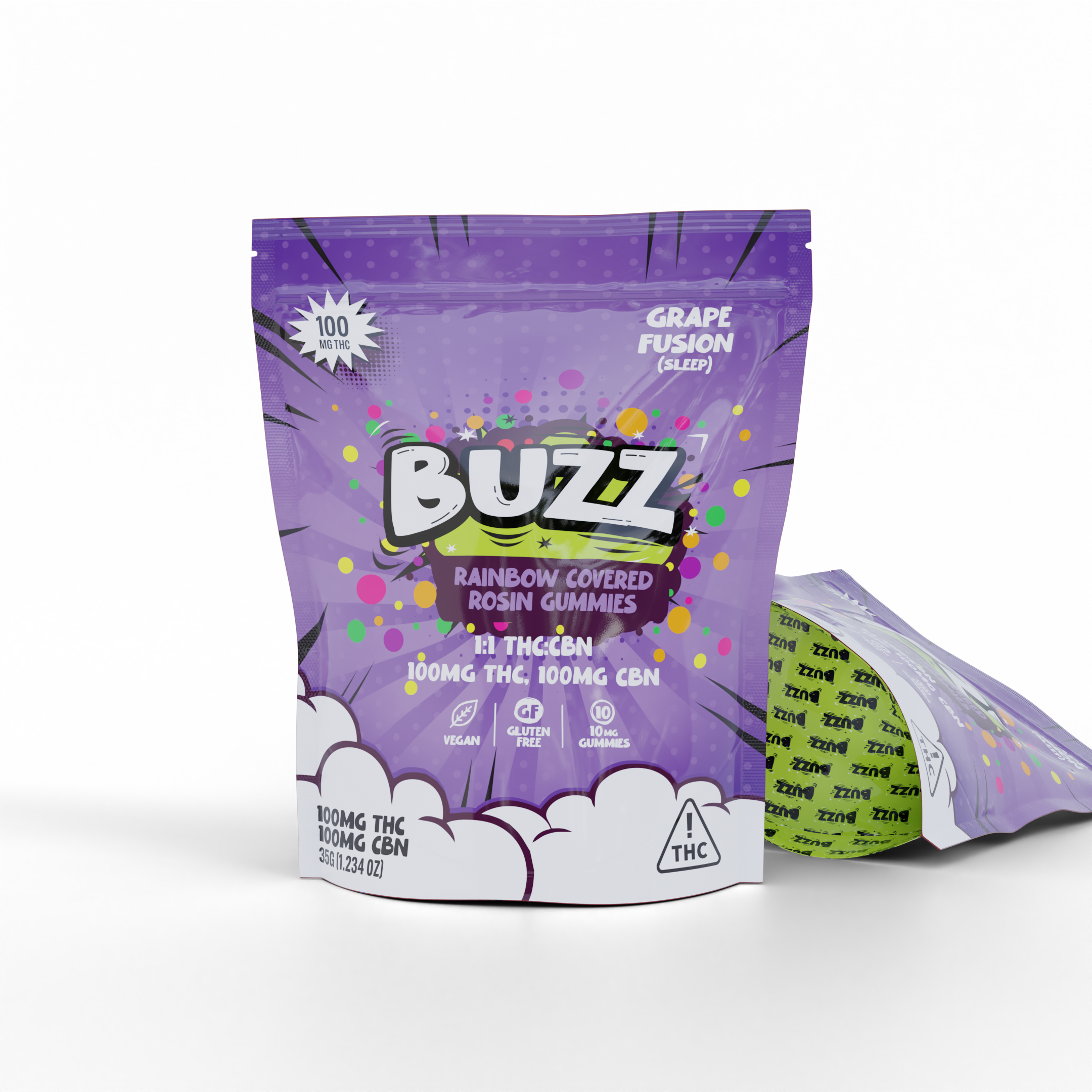 Photograph of product: Buzz 1:1 Grape Fusion Solventless Gummies