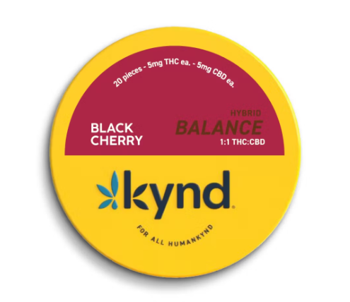 Photograph of product: Kynd 1:1 Balance Black Cherry 100mg 20pk Gummies