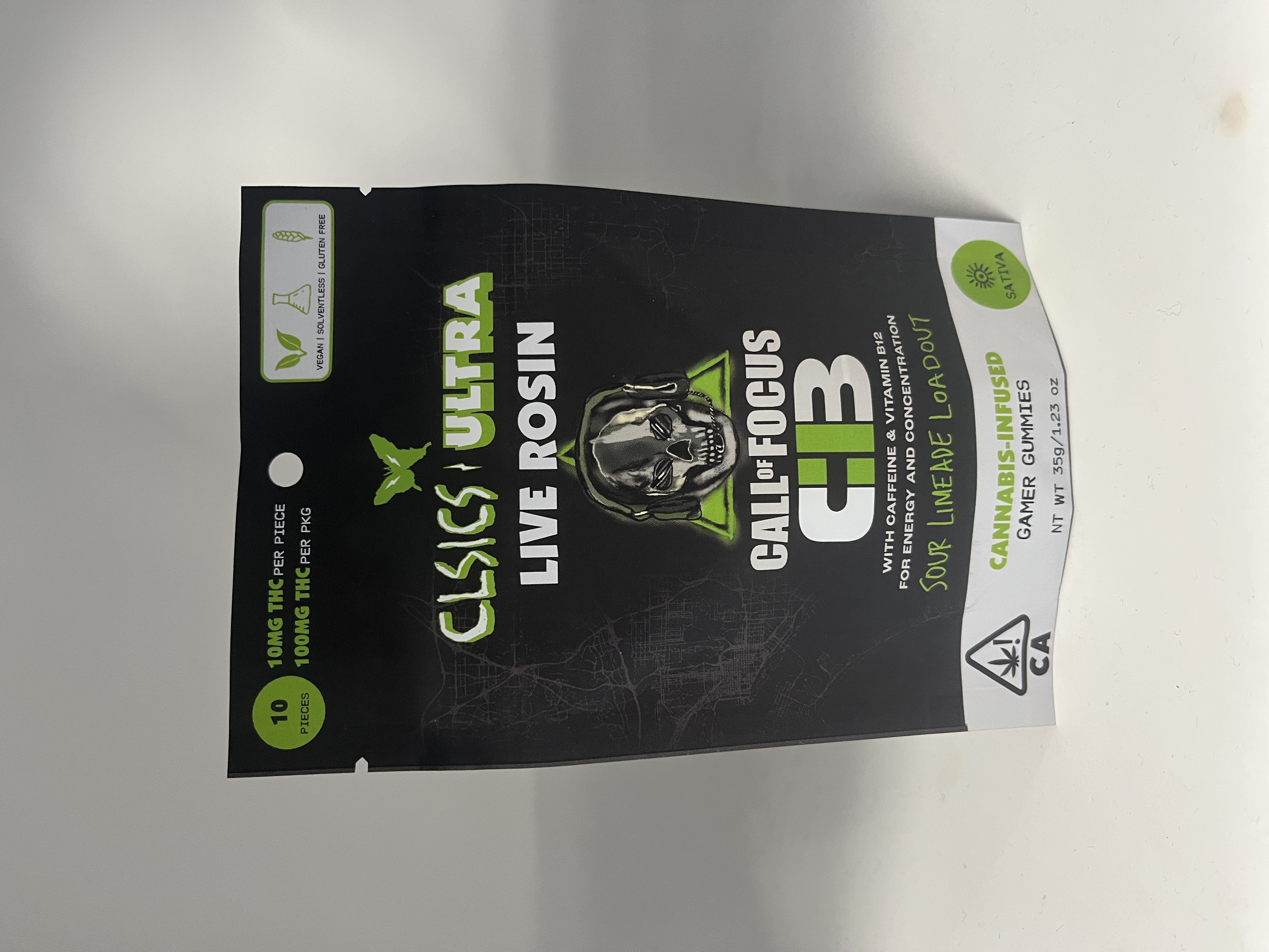 Photograph of product: CLSICS Call Of Focus Caffeine and B12 Infused Live Rosin Gummies 100mg