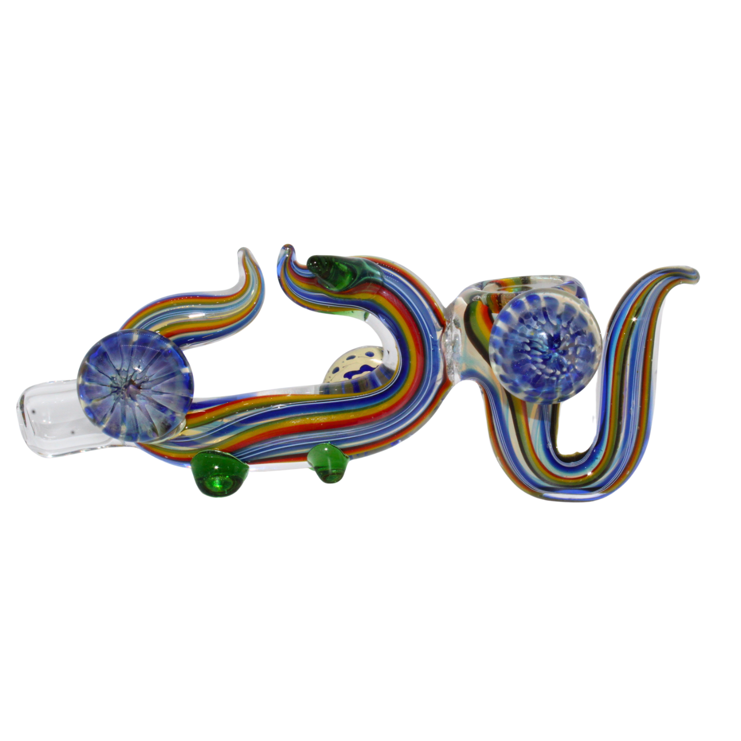 Photograph of product: CUSTOM GLASS 6" RASTA HAMMER HAND PIPE