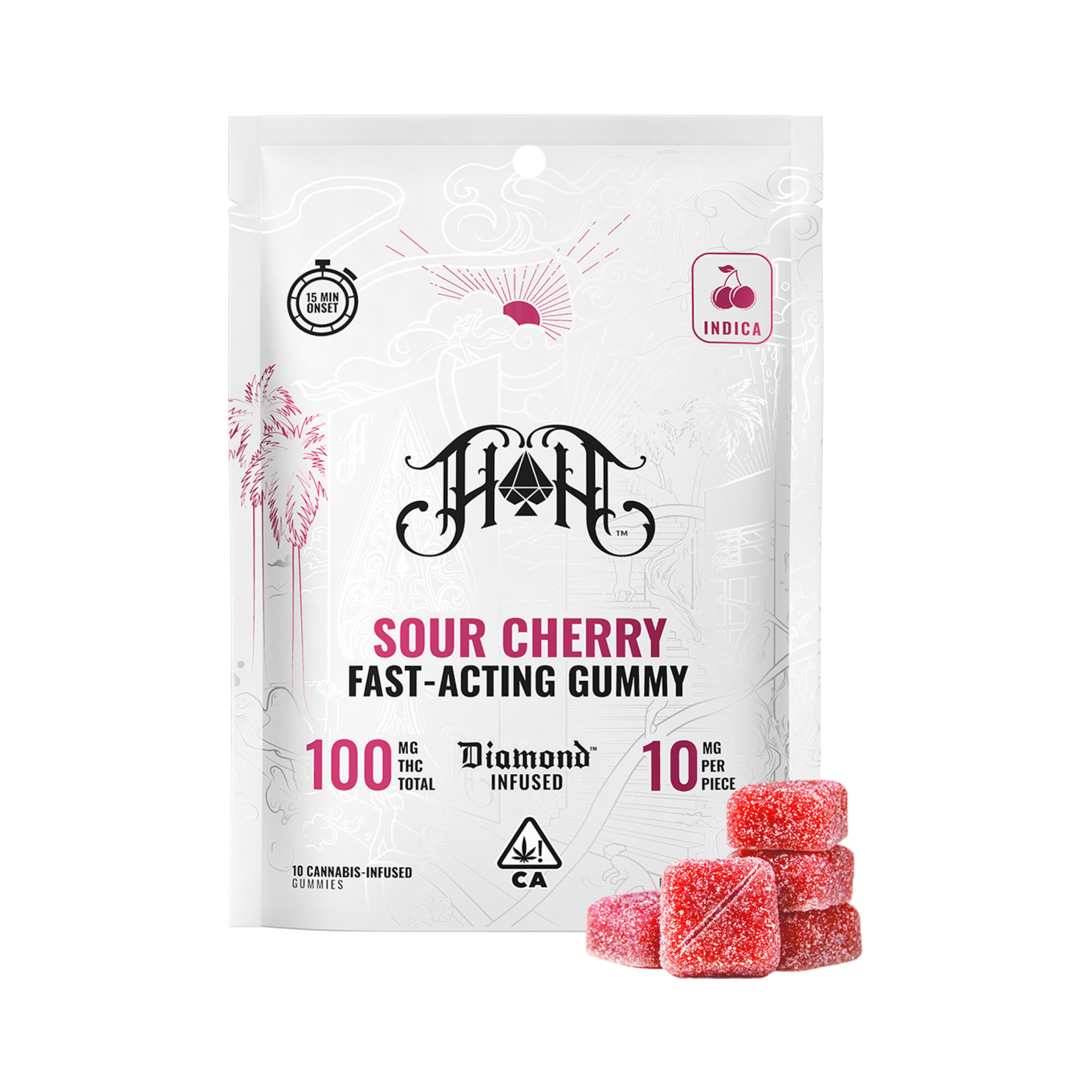 Photograph of product: Heavy Hitters - Sour Cherry - 100mg - 10ct Fast Acting Gummies