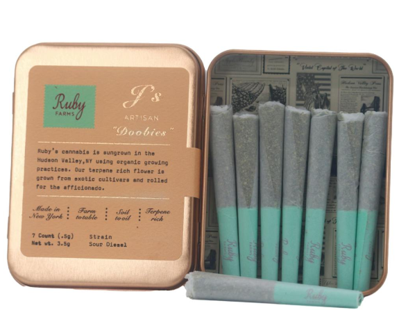 Photograph of product: C 1 Ruby Farms | Ruby Doobies 7pk | Sour Diesel