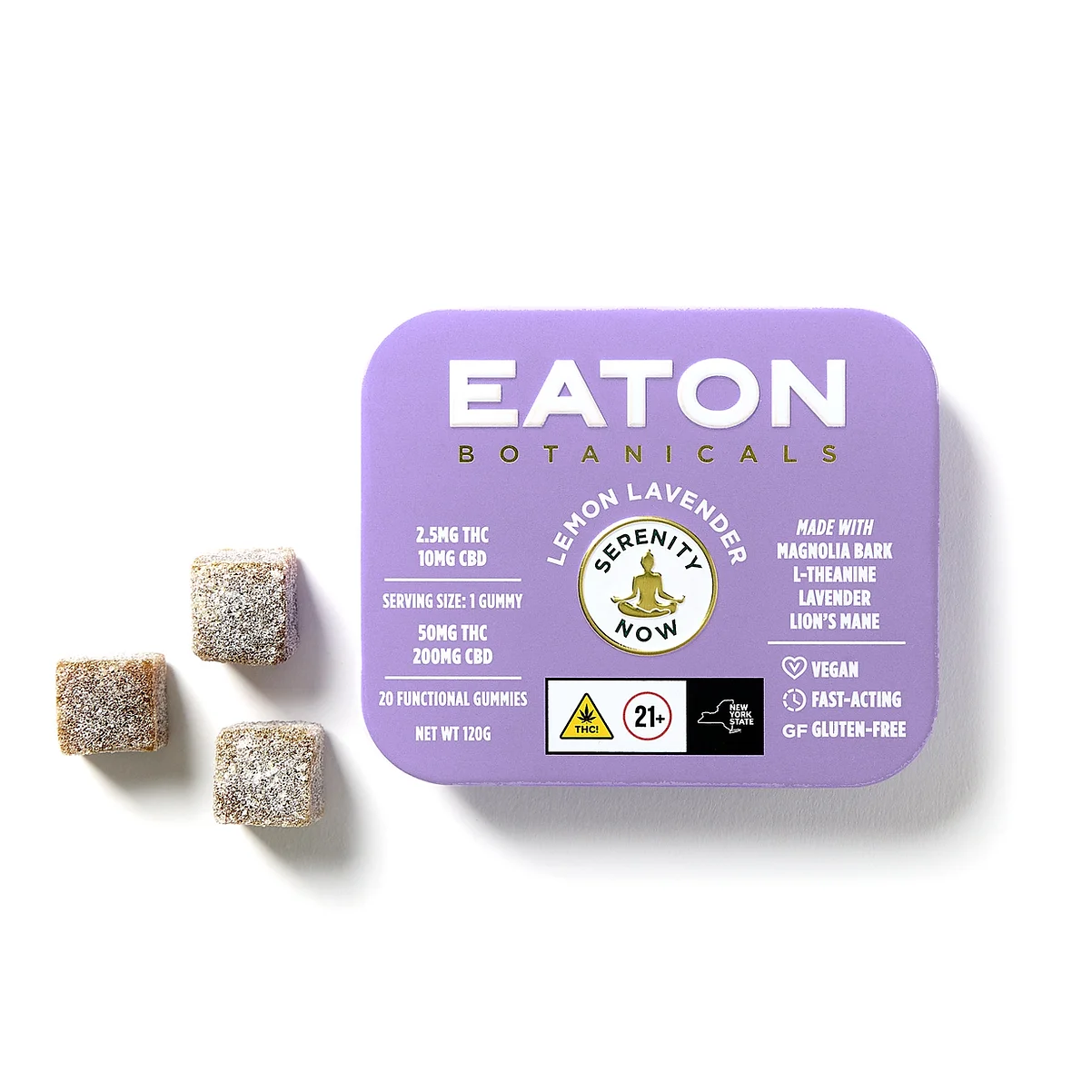 Photograph of product: Eaton | Gummies 20 Pack | Serenity | Lemon Lavender | 50mg