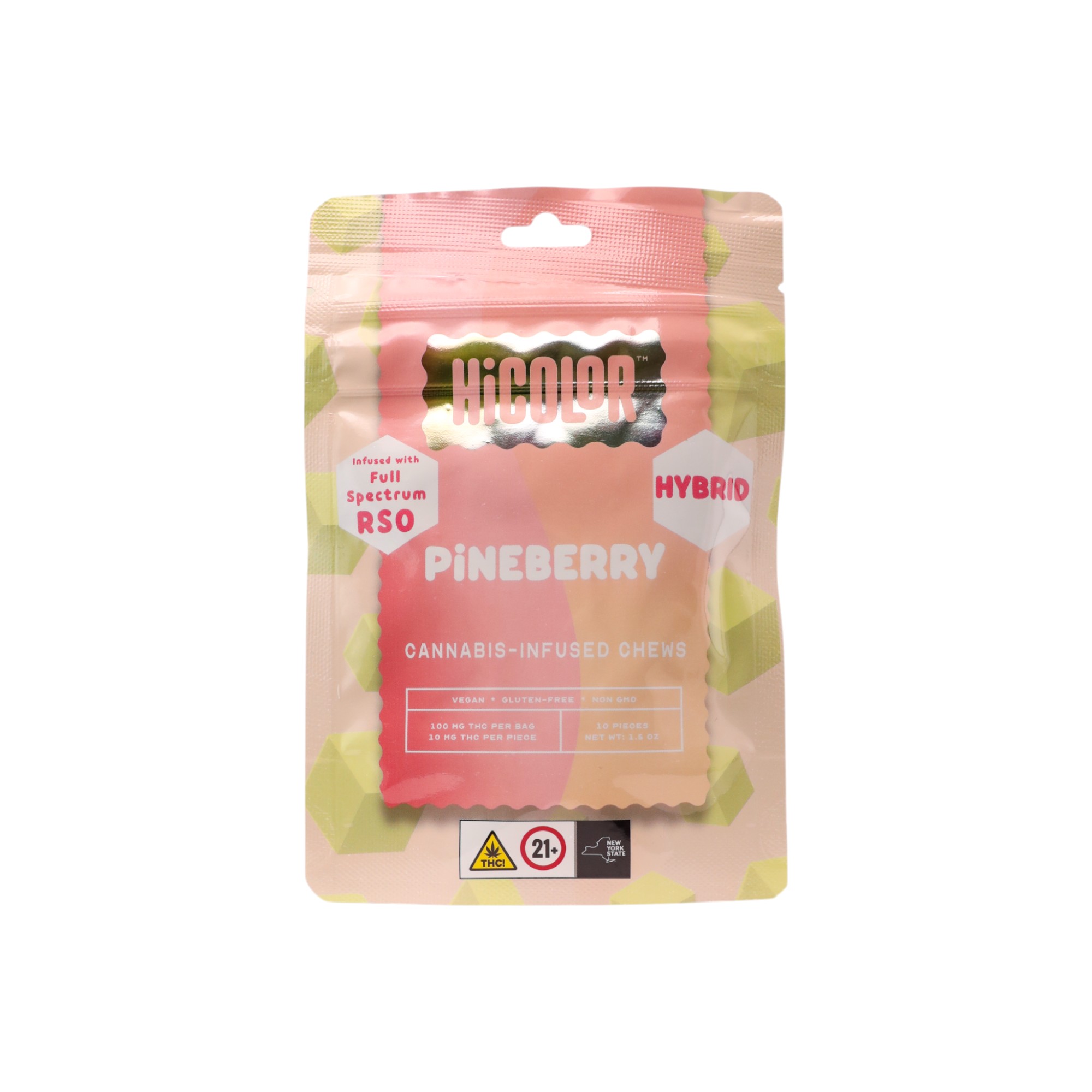 Photograph of product: HiColor Pineberry Full Spectrum RSO 10pk 100mg Gummies