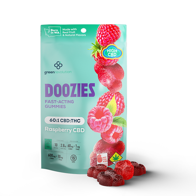 Photograph of product: Raspberry 60:1 CBD Doozies | 10-pack