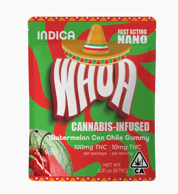 Photograph of product: WHOA 100MG SINGLE GUMMY - WATERMELON CON CHILE
