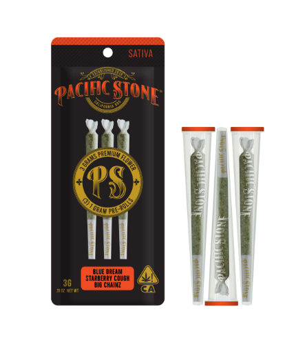 Photograph of product: Oui'd Variety Pack (S) 3pk Blue Dream, Starberry Cough, Big Chainz PREROLLS 3.0g - Pacific Stone