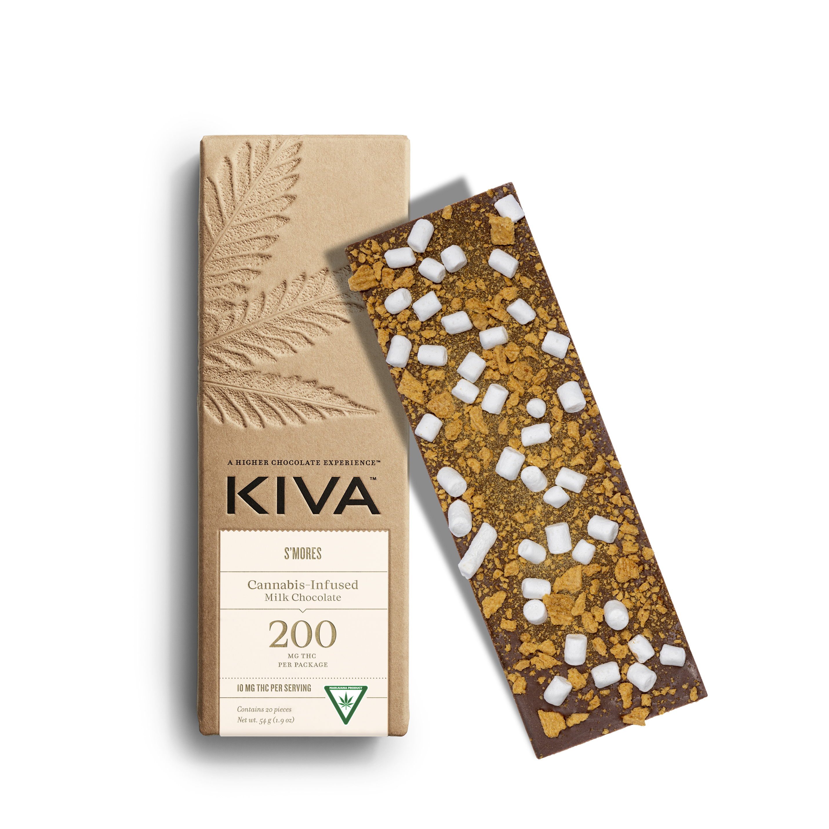 Photograph of Product: Kiva S'Mores Milk Chocolate Bar [20pk] (200mg THC)