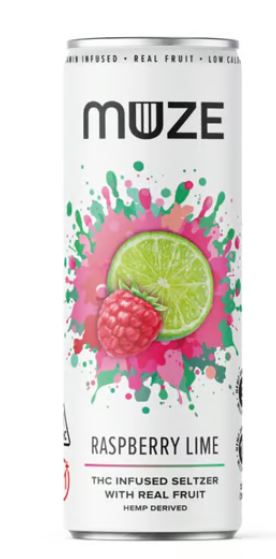 Photograph of product: MUZE Seltzer - Raspberry Lime 12oz